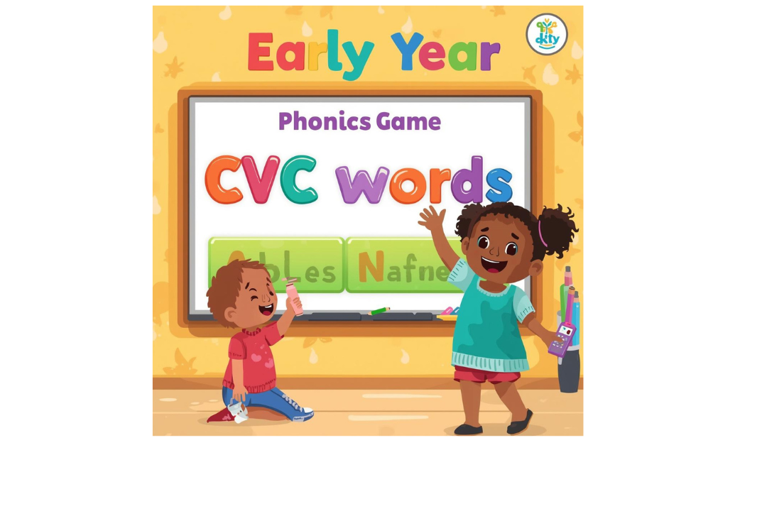 Children playing CVC phonics game in classroom