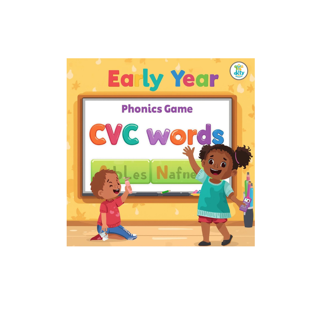 Children playing CVC phonics game in classroom