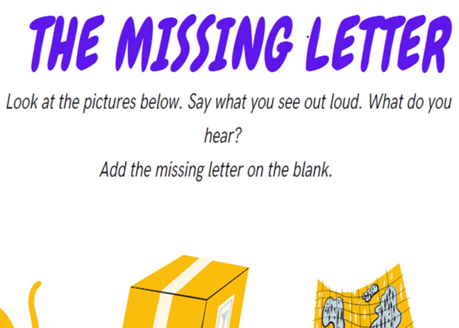 The Missing Letter worksheet with pictures