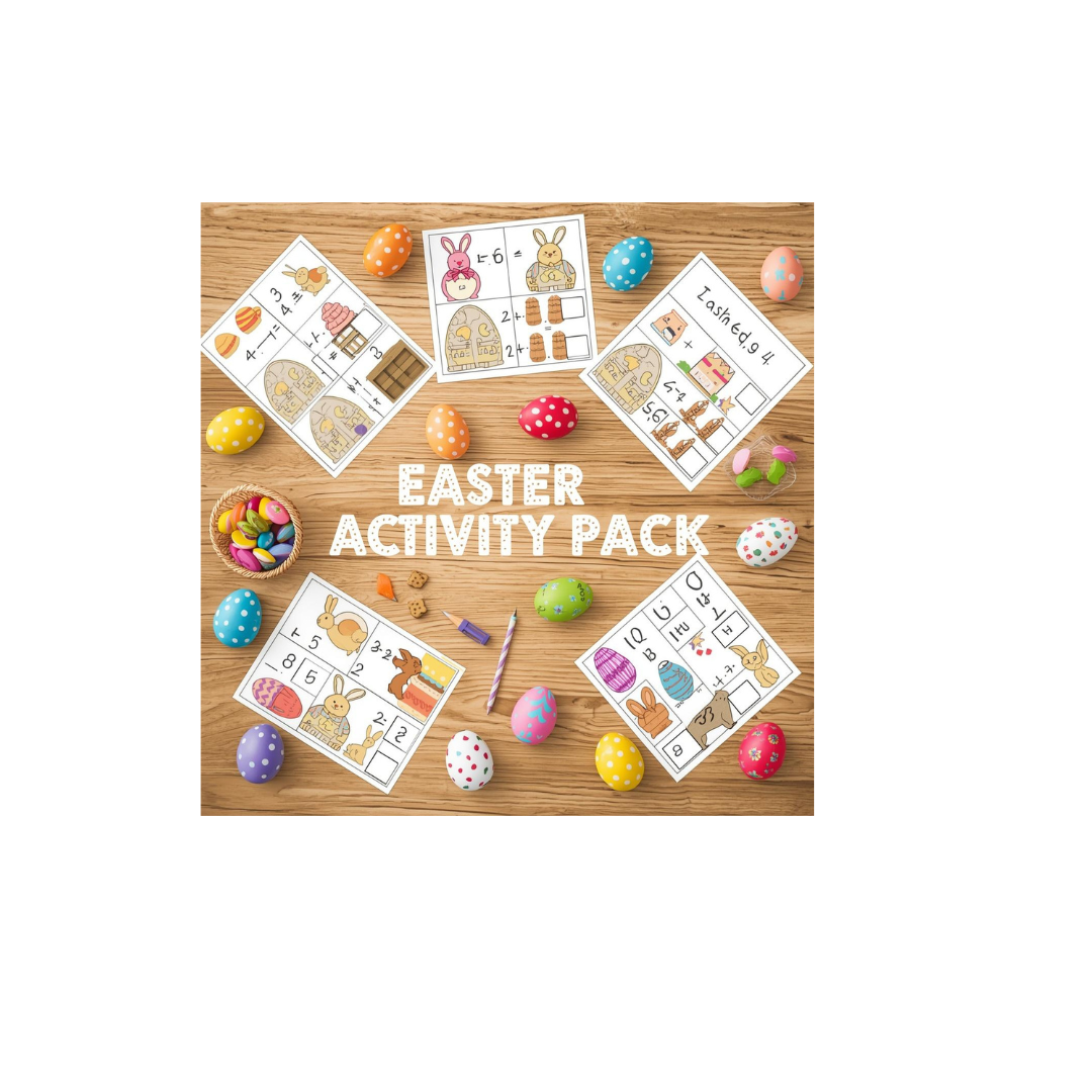 Easter activity worksheets with colourful decorated eggs