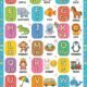 Colourful alphabet matching poster with animals and objects