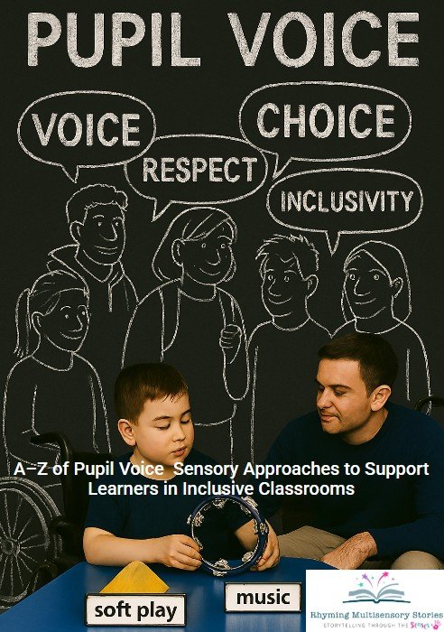 Teacher and child with pupil voice classroom poster