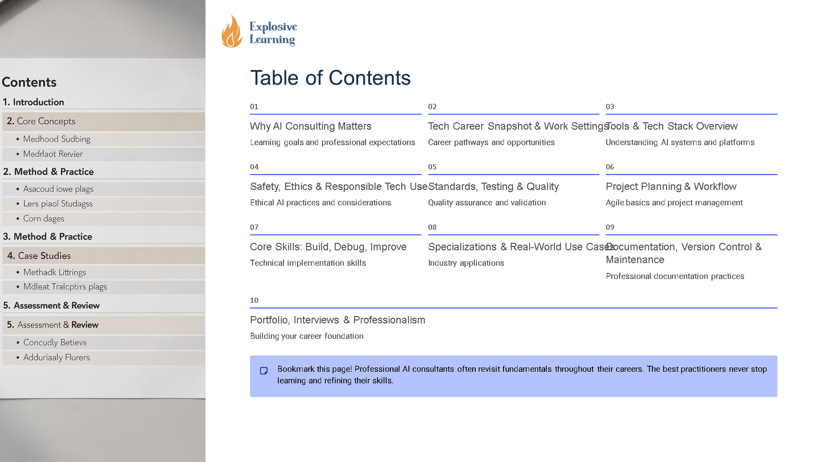 AI consulting course table of contents slide