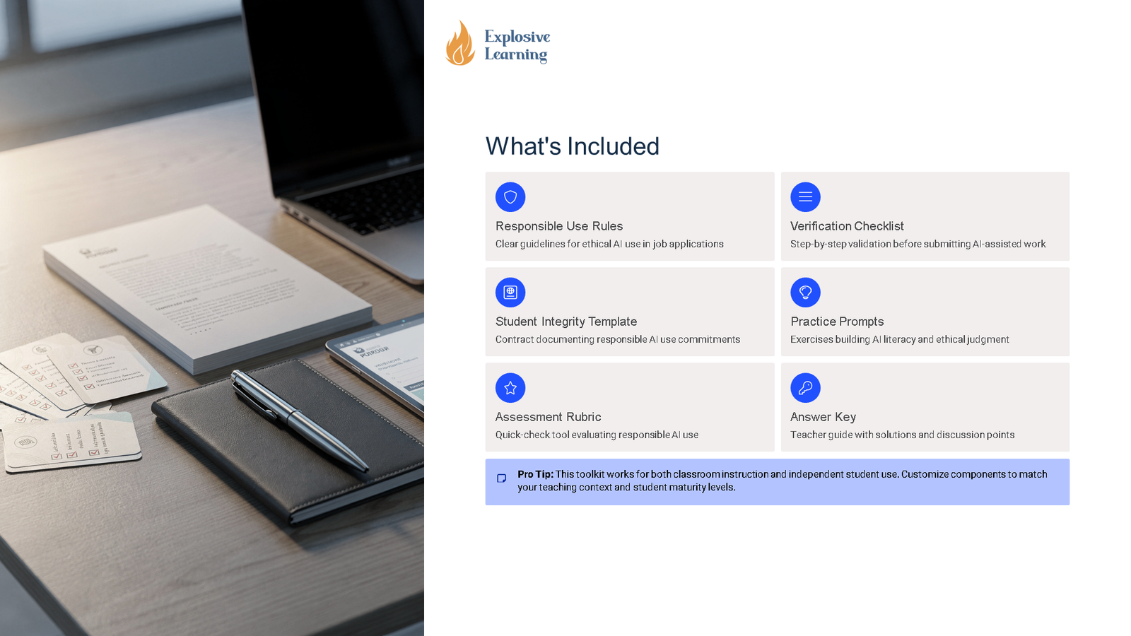 AI toolkit contents overview with desk workspace
