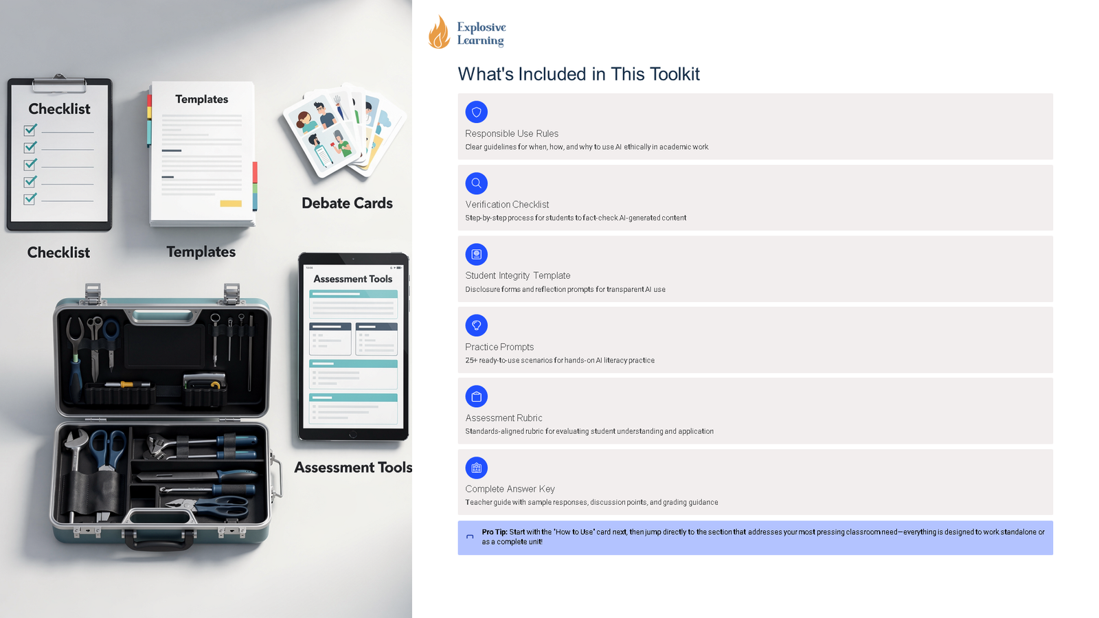 Educational toolkit with checklist, templates and assessment tools