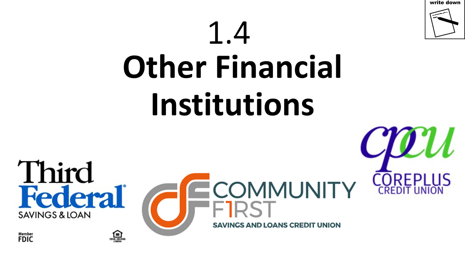 Slide showing other financial institutions logos