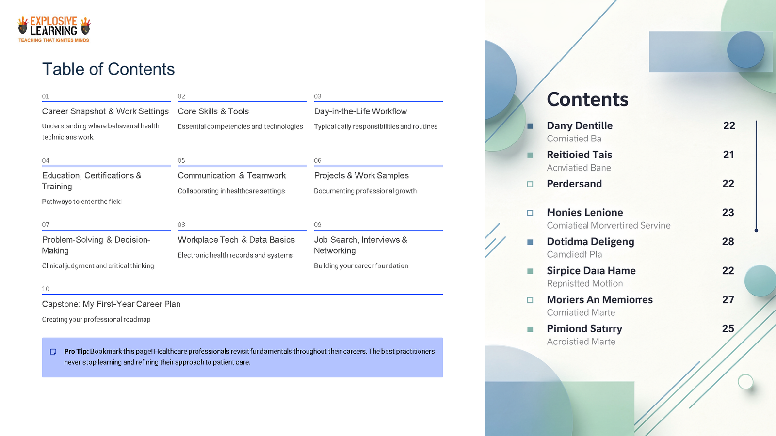 Presentation table of contents slides side by side