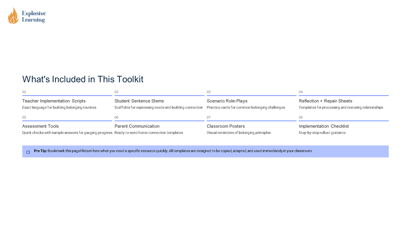 Toolkit contents overview for teachers