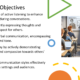 Presentation slide with communication objectives and classroom scene