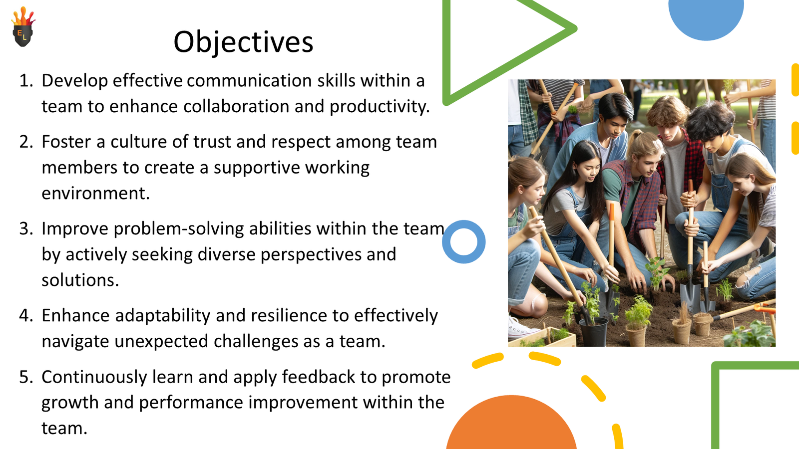 Team planting trees during collaborative activity