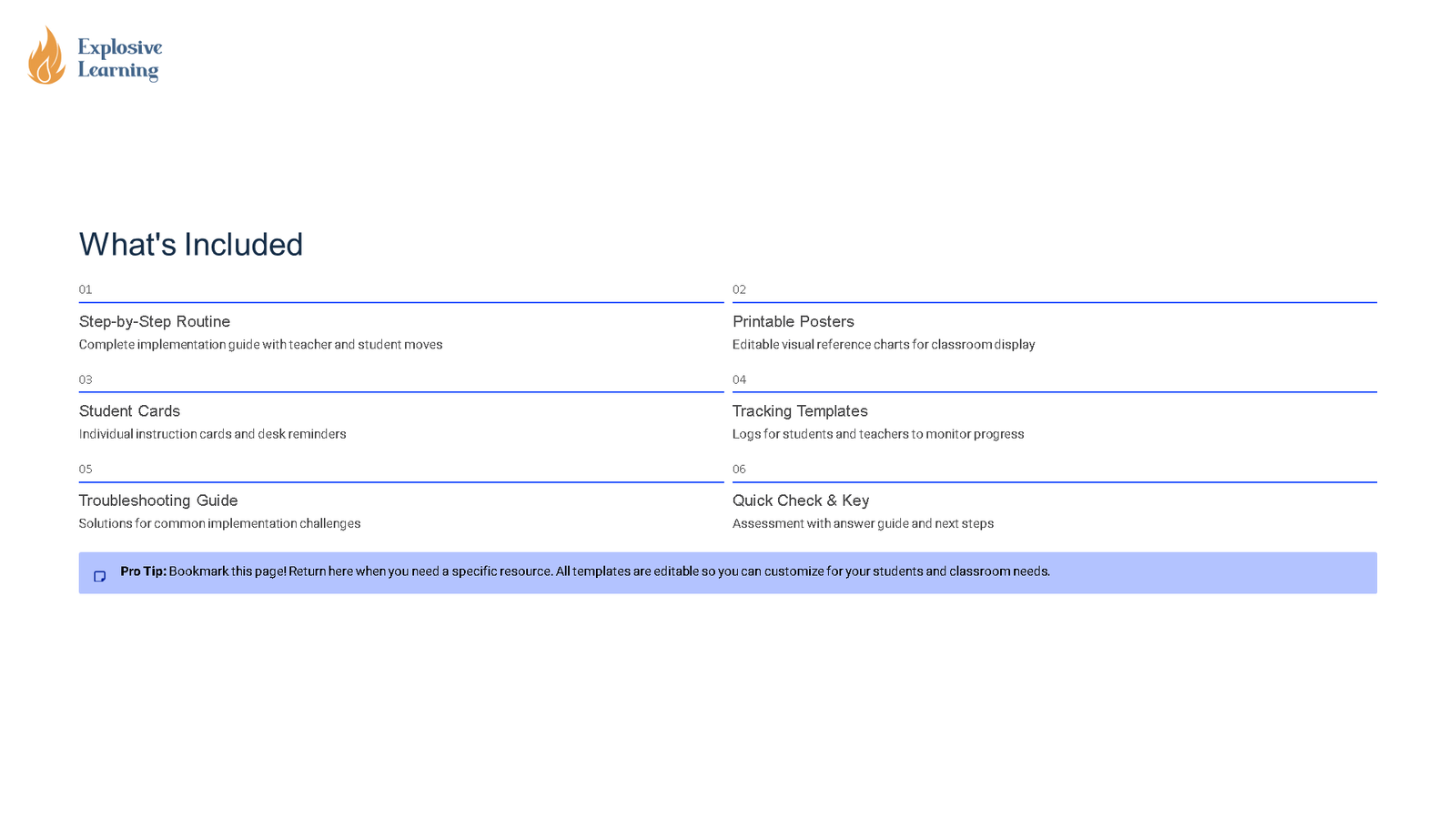 Explosive Learning What's Included resource overview