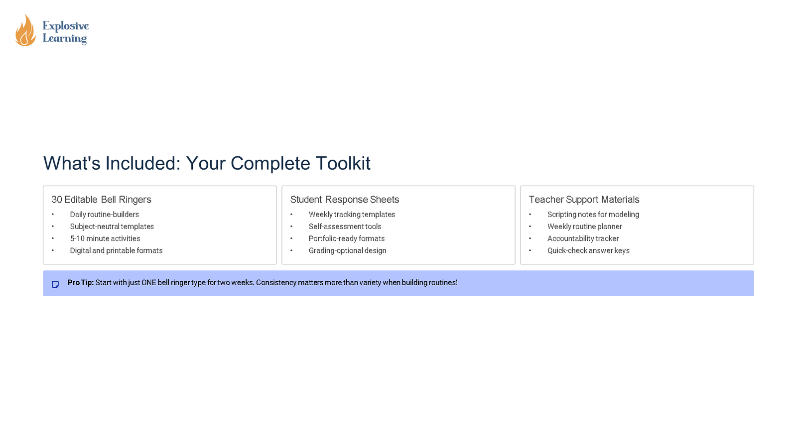 Explosive Learning toolkit overview slide