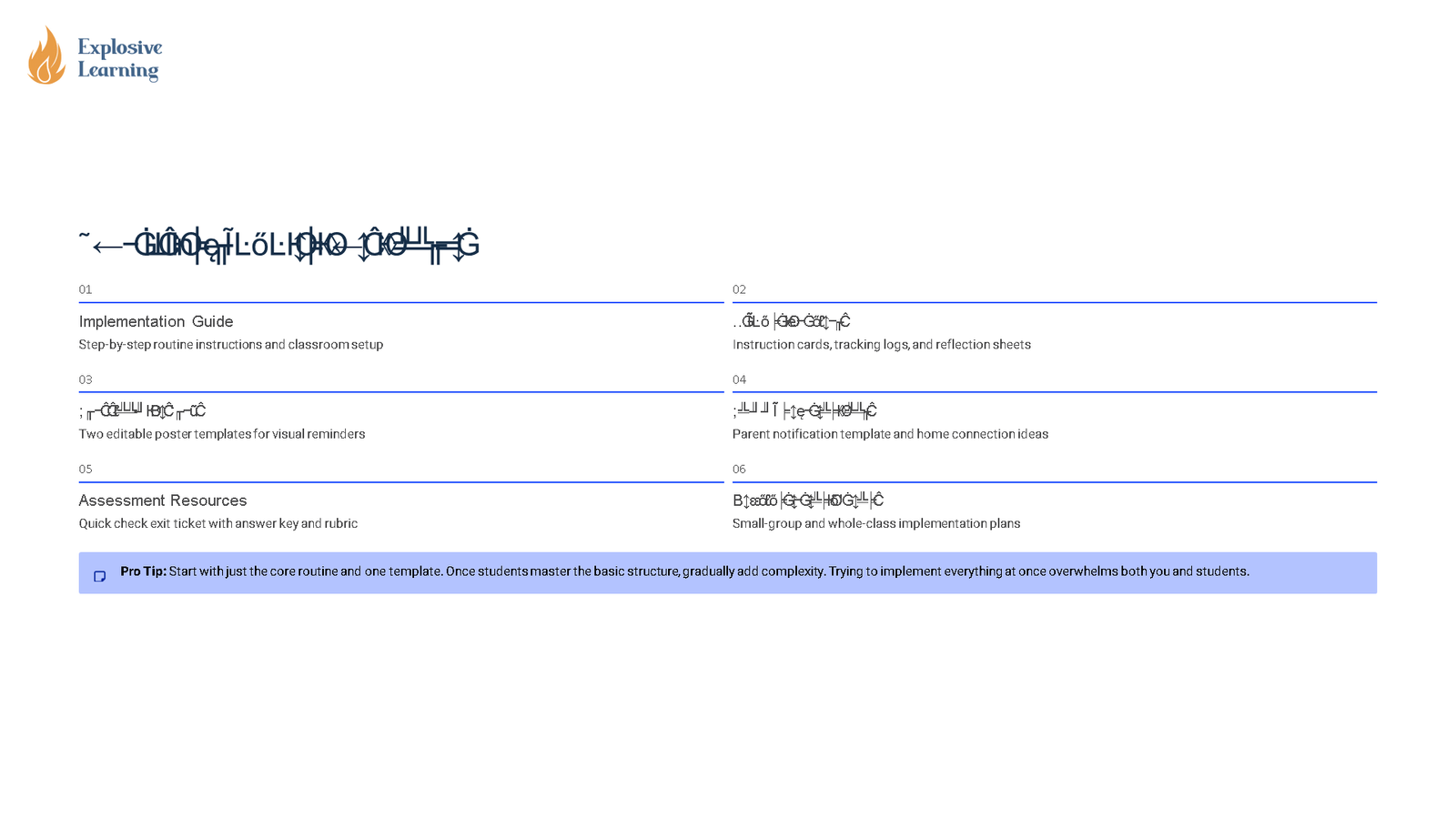 Explosive Learning classroom resource overview page