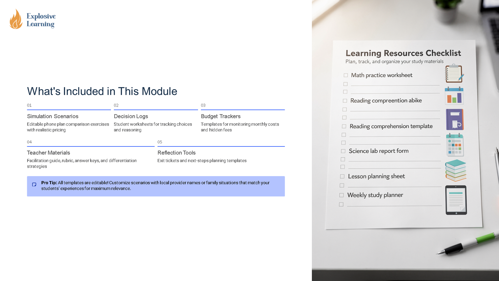 Module overview slide and learning resources checklist