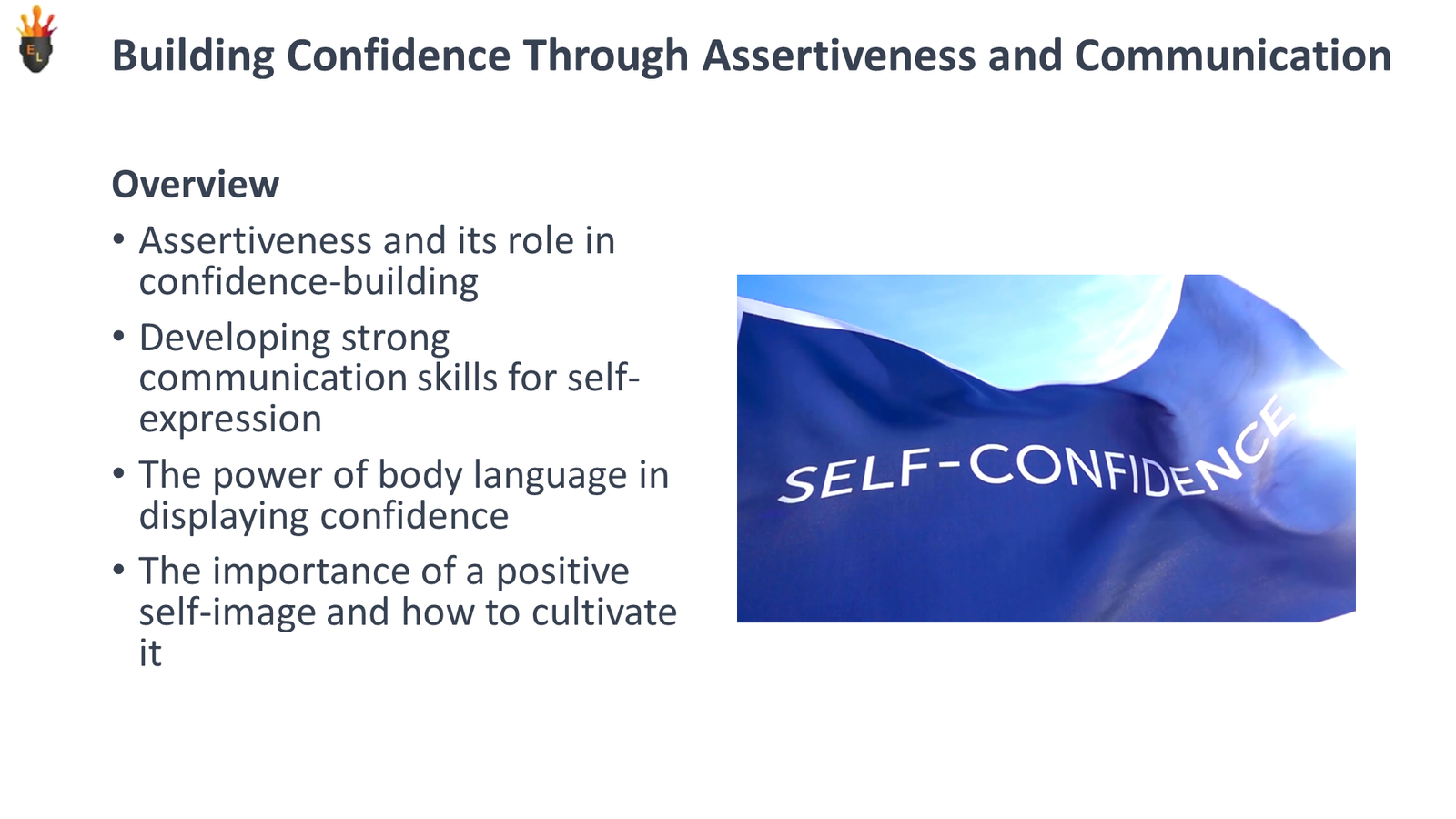 Presentation slide on building confidence and assertiveness