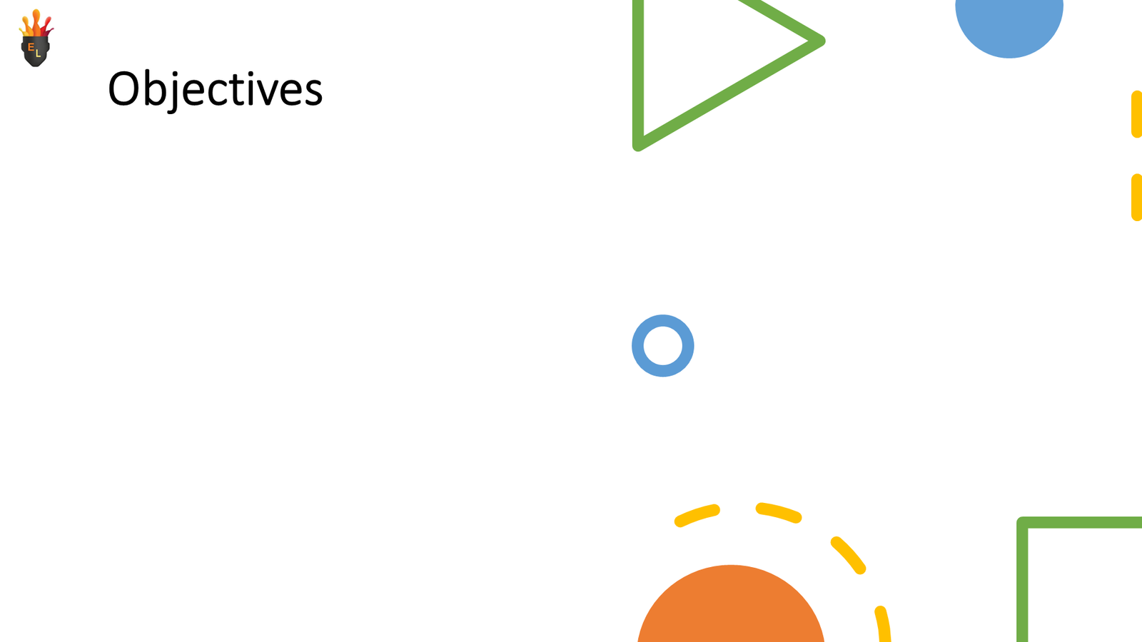 Presentation slide titled Objectives with geometric design