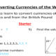 Maths starter worksheet with currency conversion objective