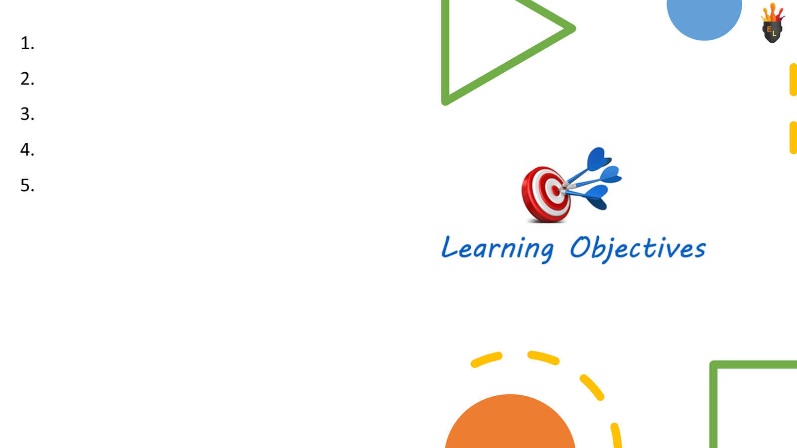 Learning objectives slide with target and arrows