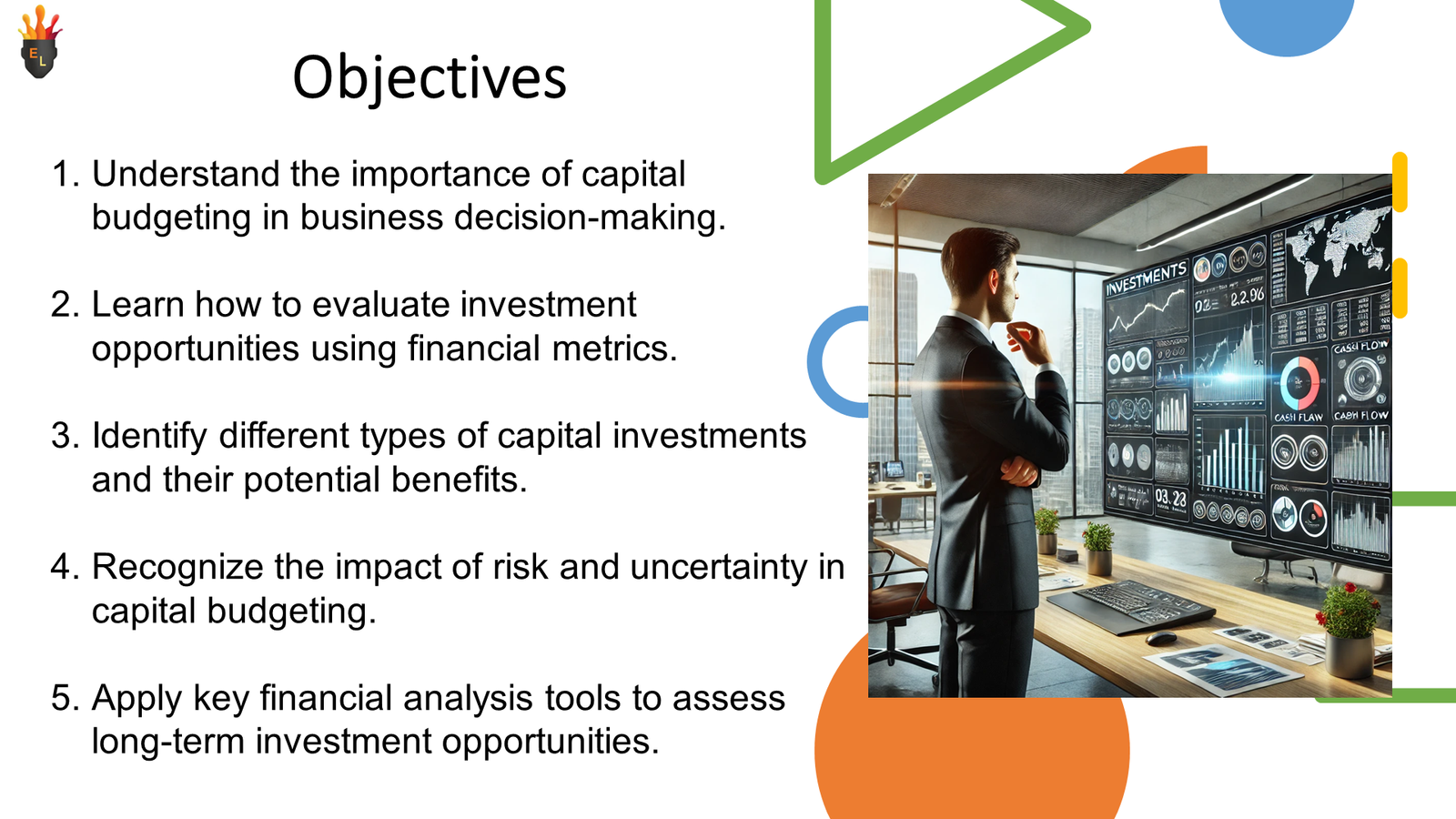 Businessman analysing investment data on digital dashboard