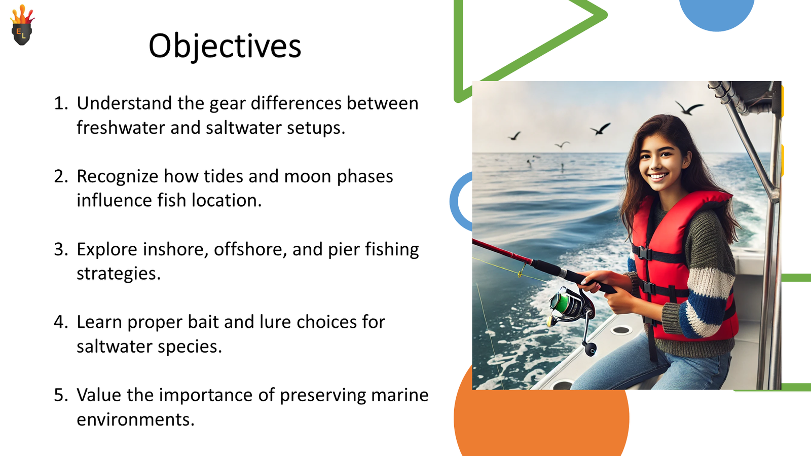 Woman fishing from boat wearing red life jacket