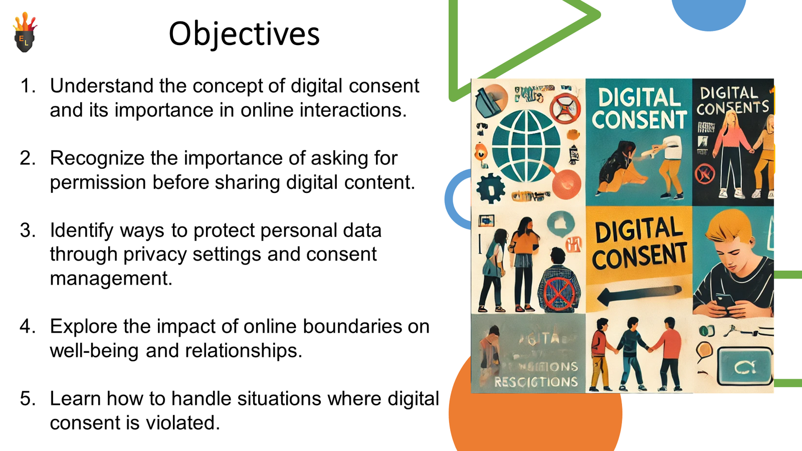 Presentation slide on digital consent objectives