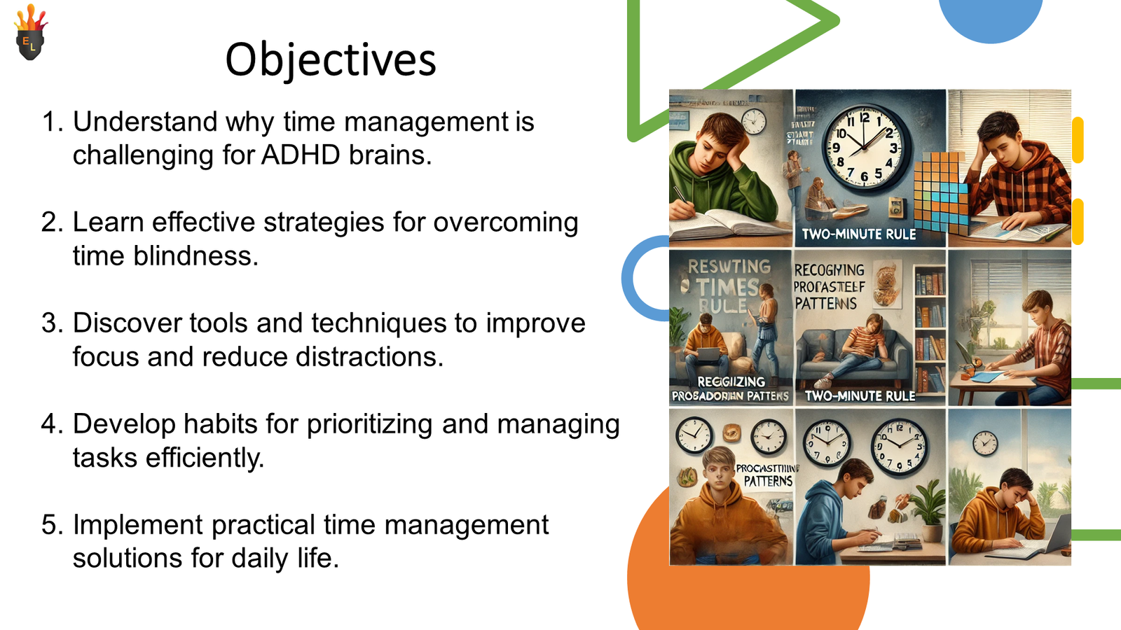 Slide on ADHD time management objectives