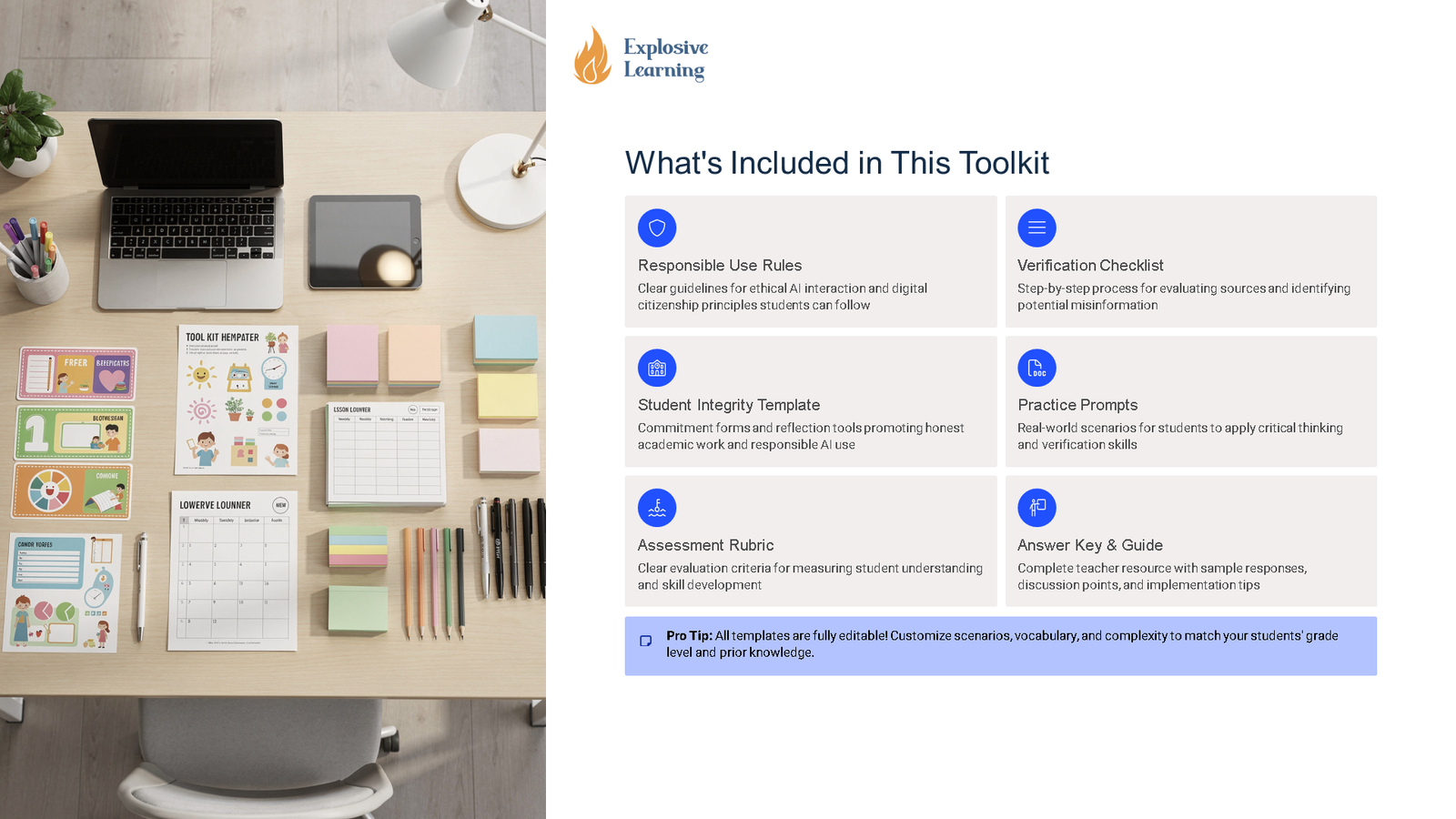 AI education toolkit overview with desk workspace