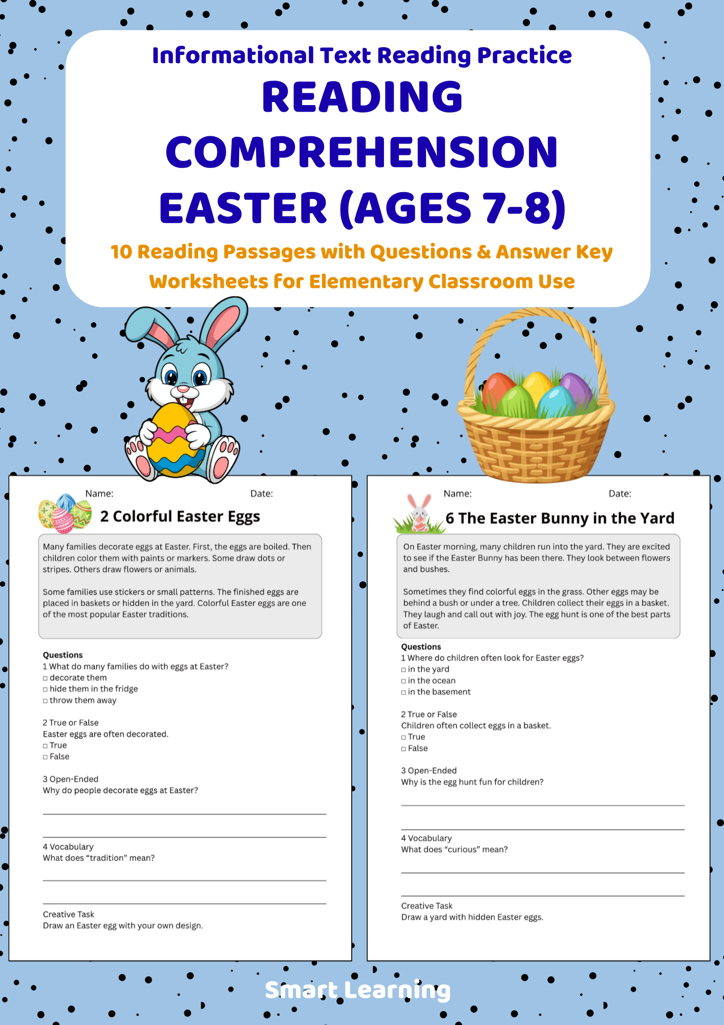 Easter reading comprehension worksheets for ages 7–8
