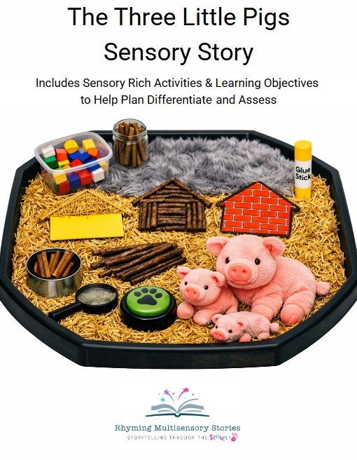 Three Little Pigs sensory story tray