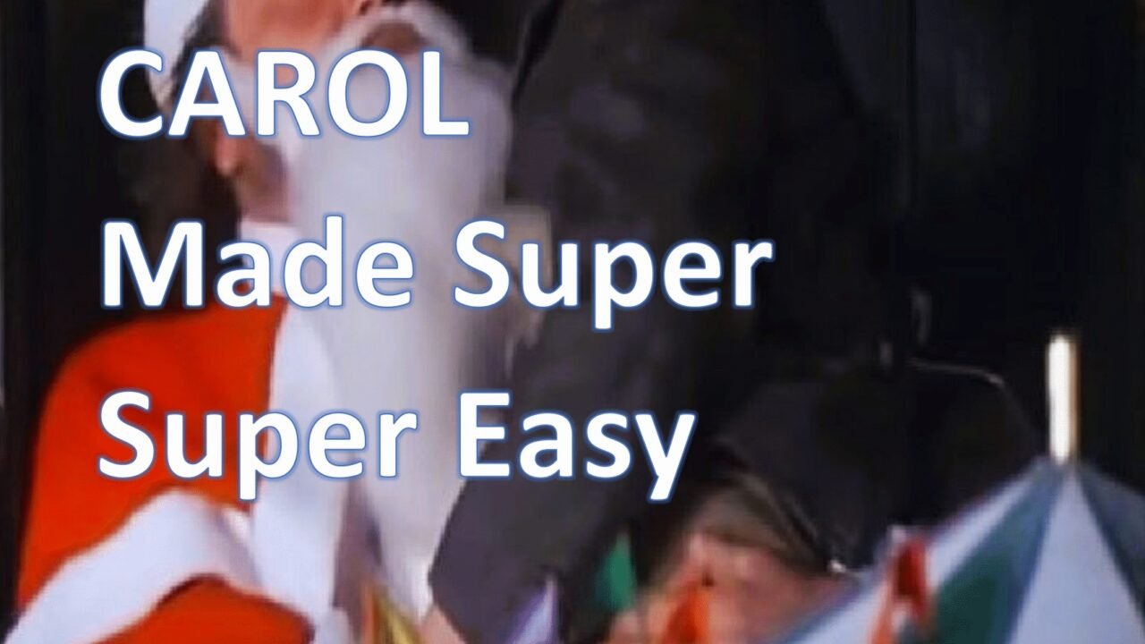 Santa Claus with child and festive carousel ride