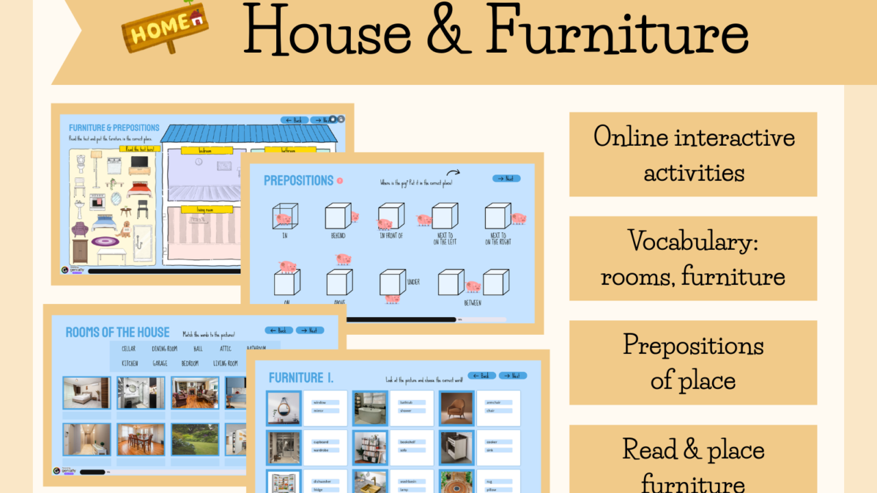 Educational poster for house and furniture activities