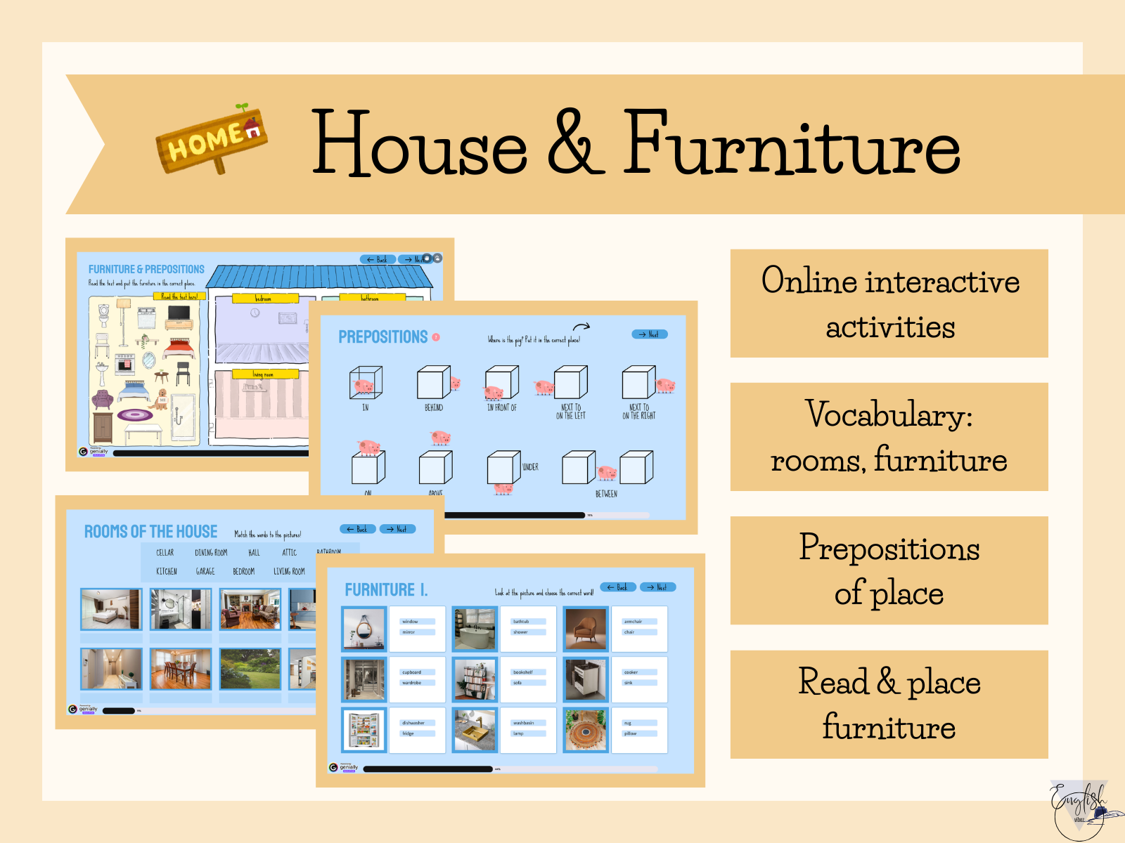 Educational poster for house and furniture activities