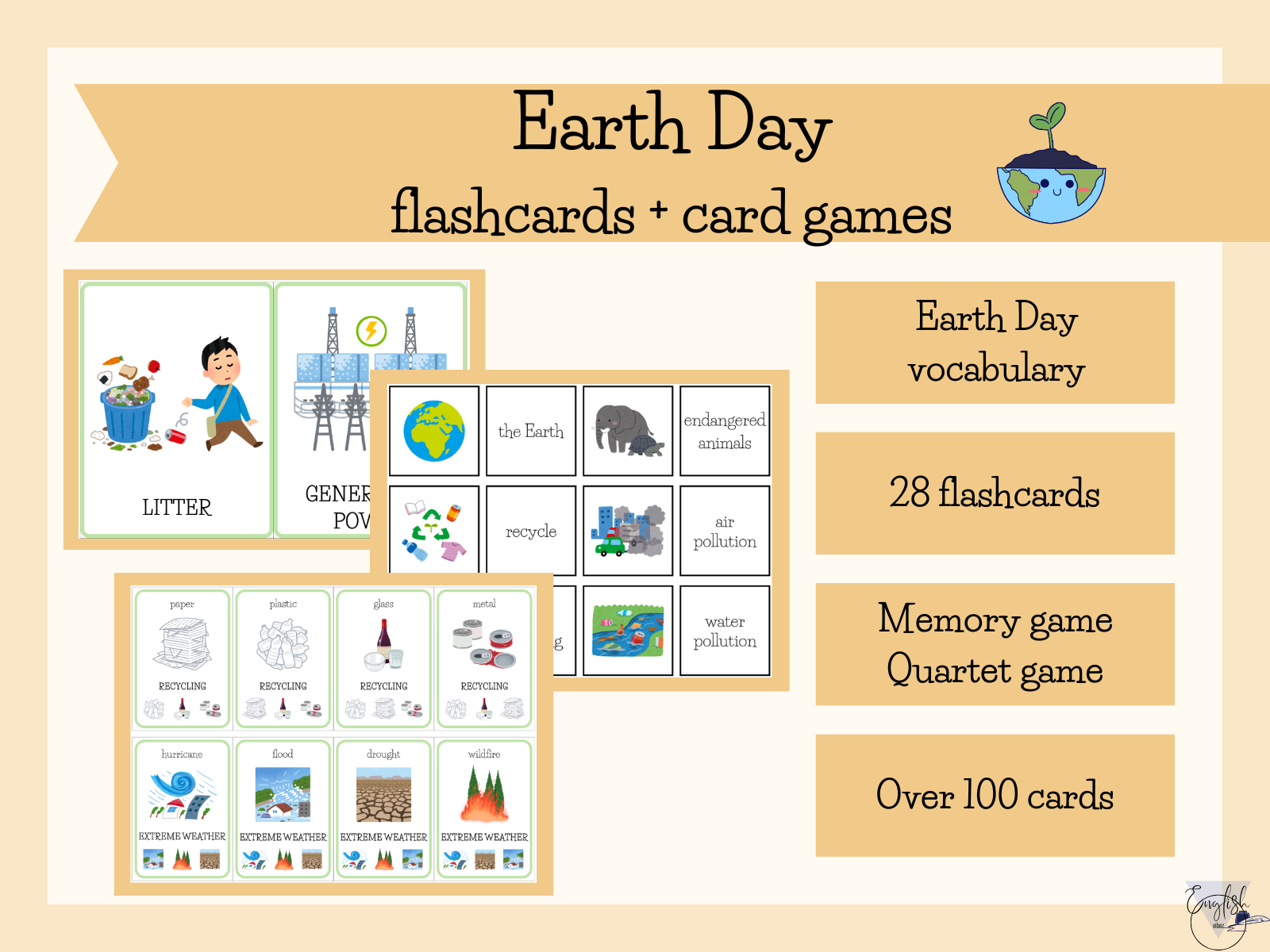 Earth Day flashcards and card games preview