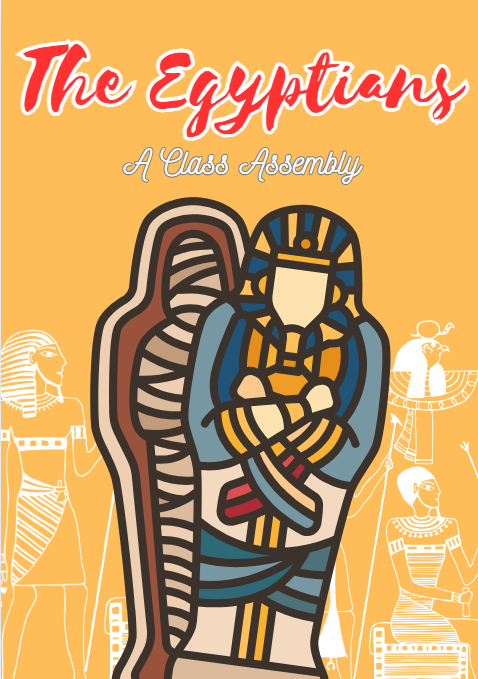 Illustrated Egyptian sarcophagus poster for class assembly