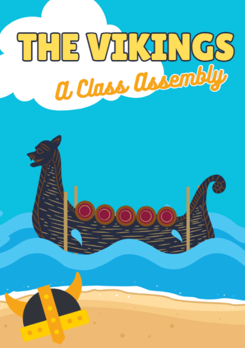 Vikings class assembly poster with longship illustration