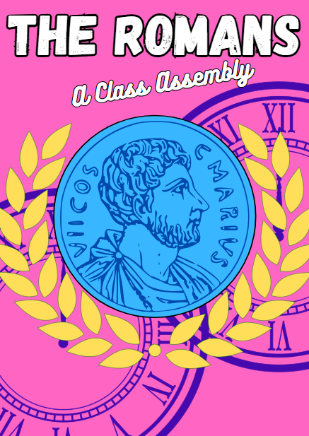 Roman coin illustration with laurel wreath design