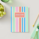 Pastel striped notebook with grapes and stationery