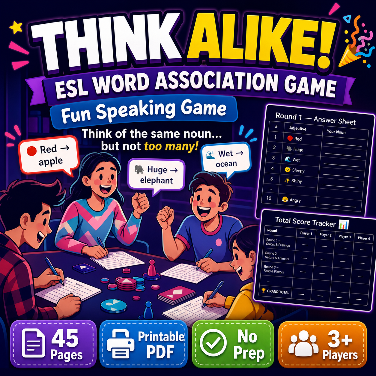 Children playing Think Alike ESL word game
