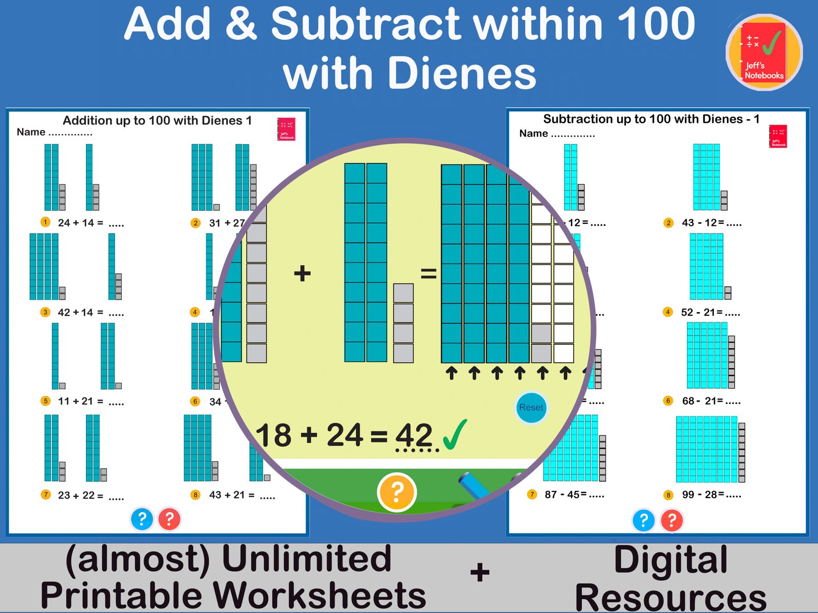 Addition and subtraction within 100 using Dienes blocks
