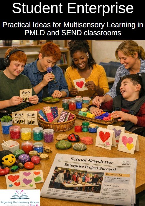 Students creating crafts in multisensory classroom enterprise project