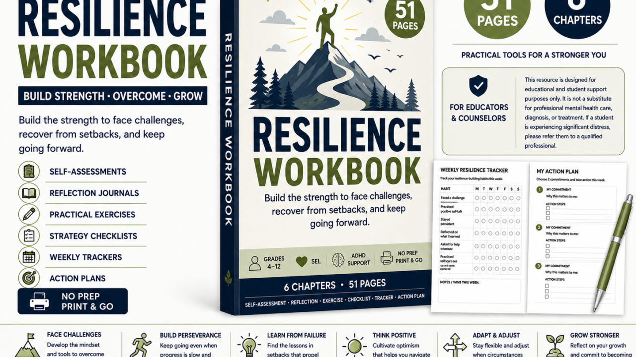 Resilience Workbook cover with mountain illustration