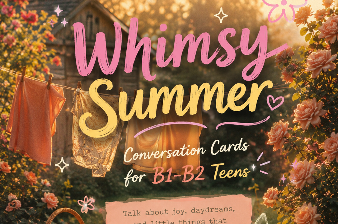 Whimsy Summer conversation cards garden sunset scene