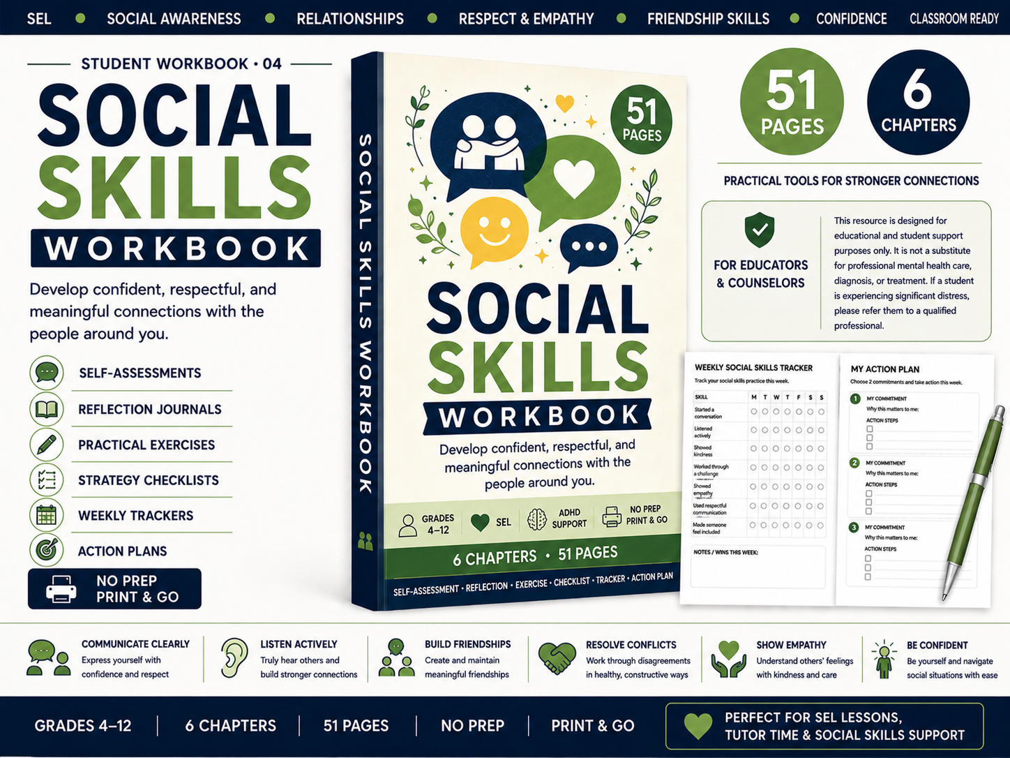 Social Skills Workbook cover for students