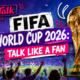 FIFA World Cup 2026 trophy in stadium graphic