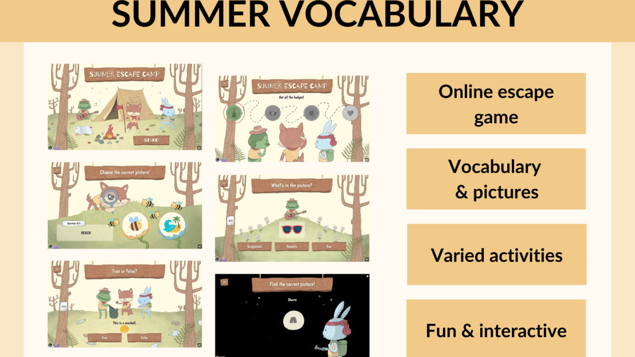 Summer vocabulary escape game promotional poster
