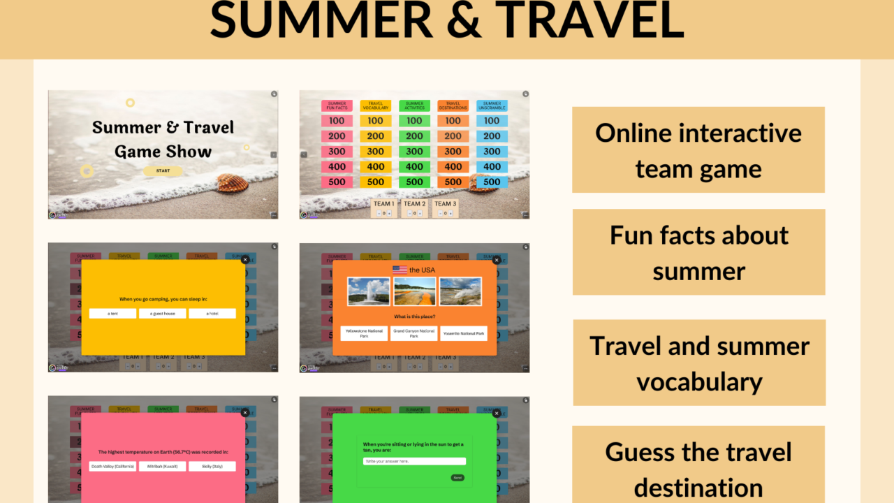 Summer and Travel game show presentation slide