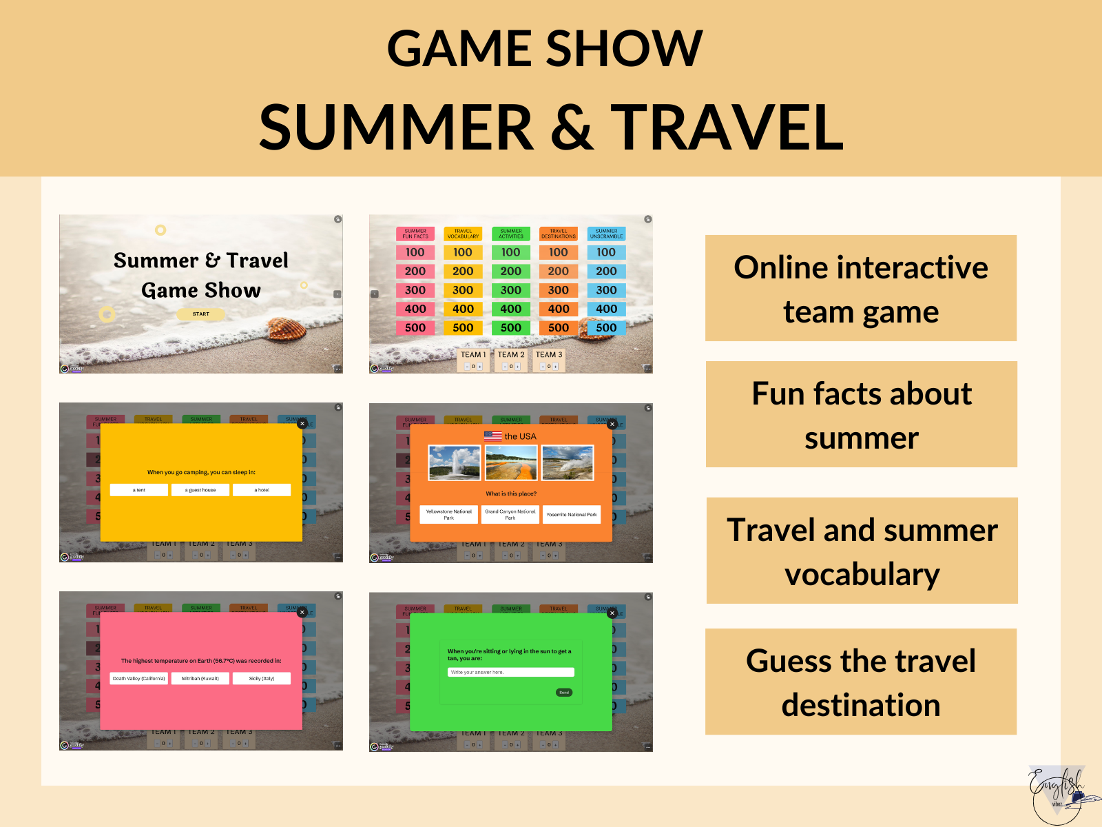 Summer and Travel game show presentation slide