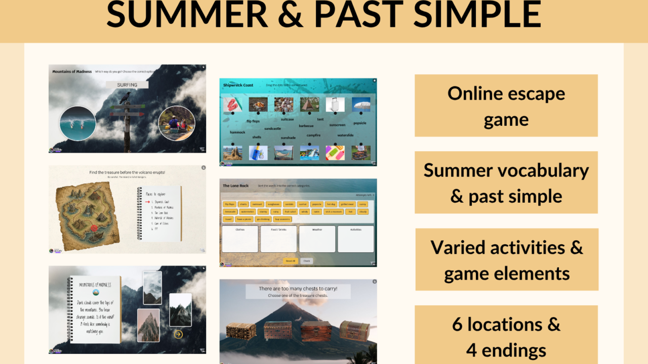 Poster for Summer & Past Simple escape game