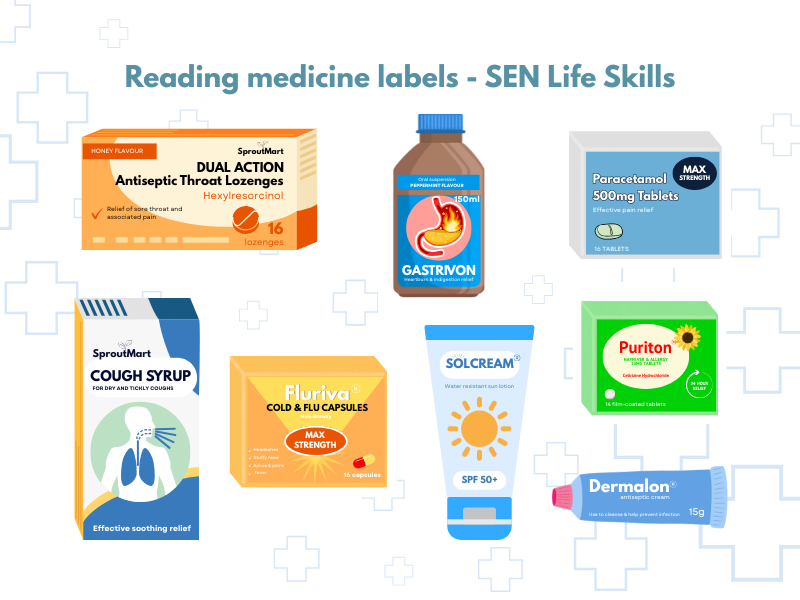 Various over-the-counter medicines and health products displayed
