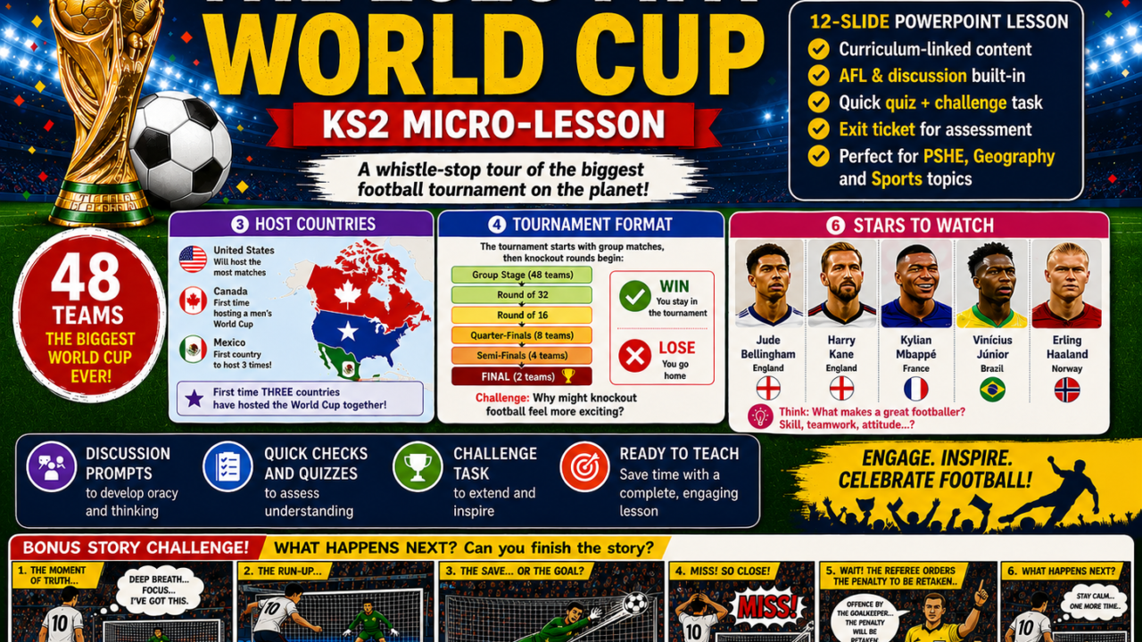 KS2 2026 FIFA World Cup lesson poster